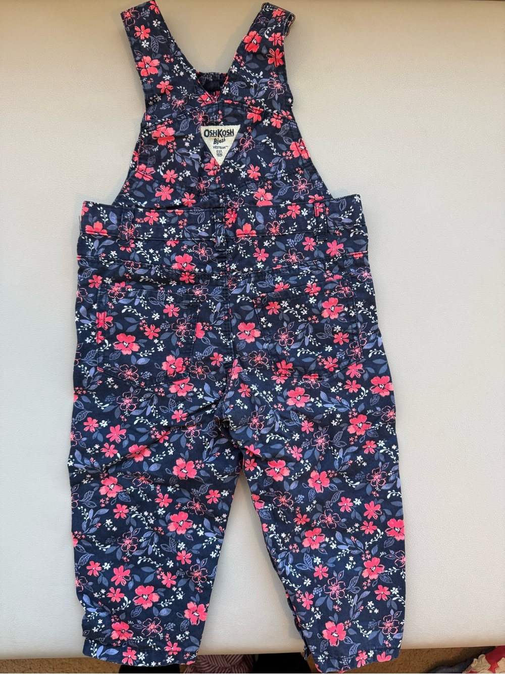 Bundle of OshKosh Navy Floral Overall and 4 dresses - Picture 3 of 11